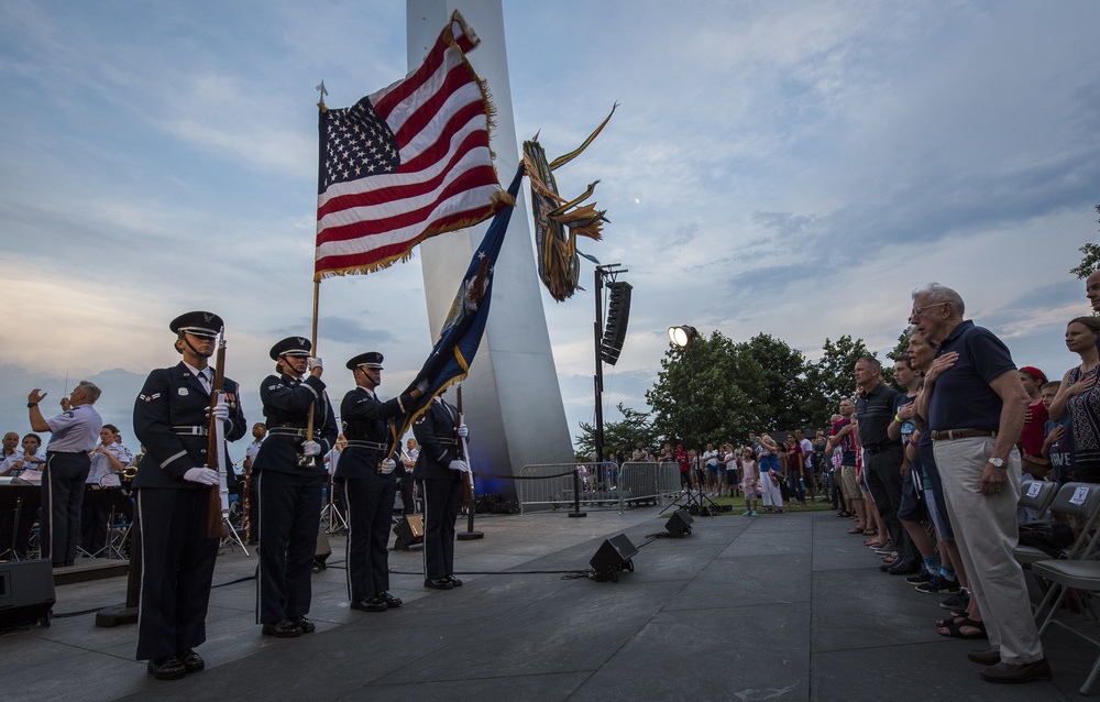 The United States Air Force Band performs at the Air Force Memorial on Independence Day 2017