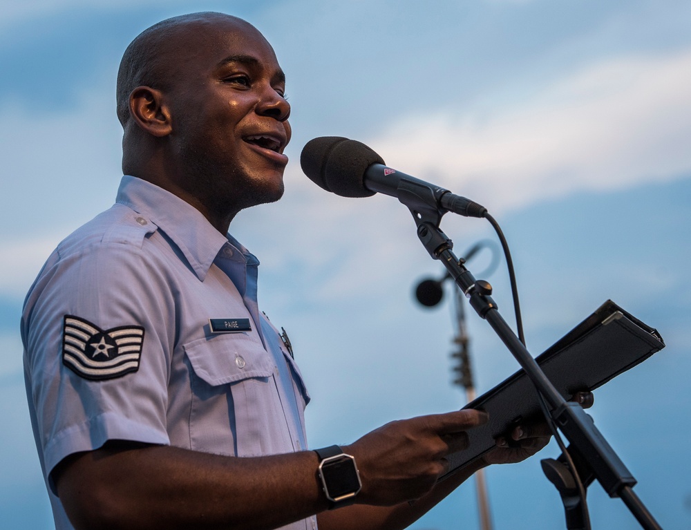 The United States Air Force Band performs at the Air Force Memorial on Independence Day 2017