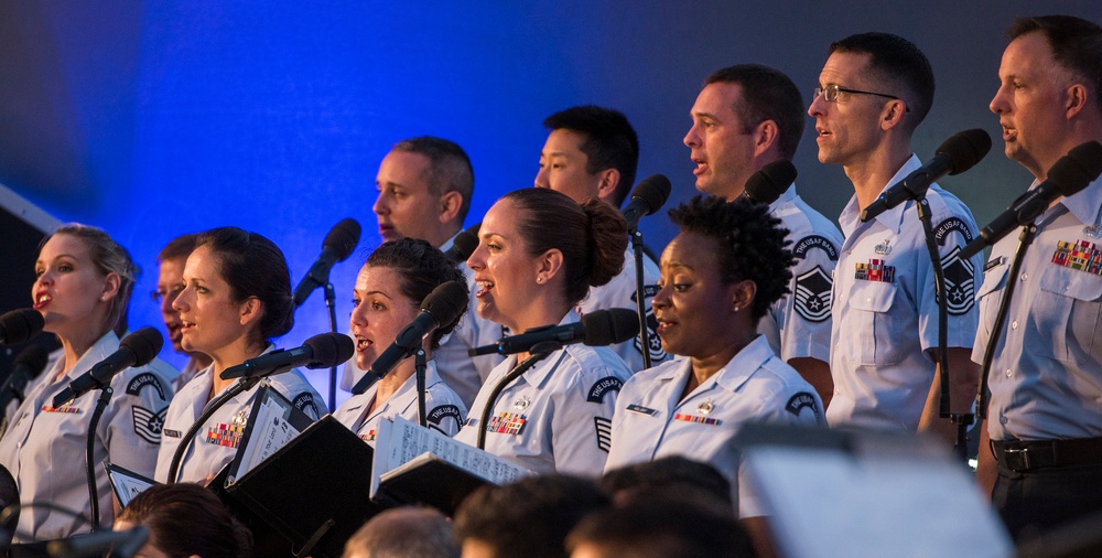 The United States Air Force Band performs at the Air Force Memorial on Independence Day 2017