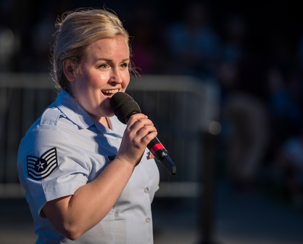 The United States Air Force Band performs at the Air Force Memorial on Independence Day 2017