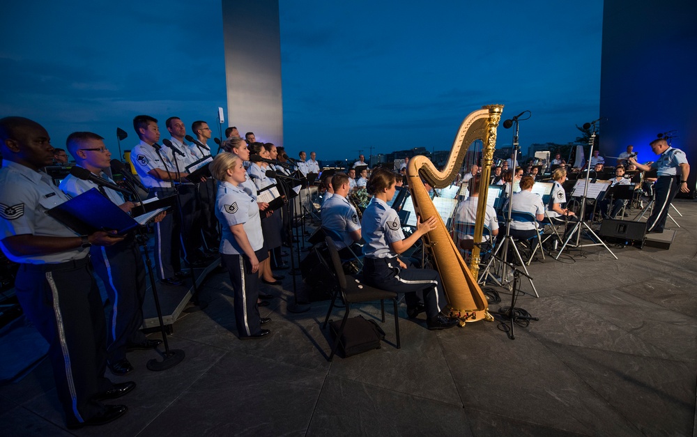 The United States Air Force Band performs at the Air Force Memorial on Independence Day 2017