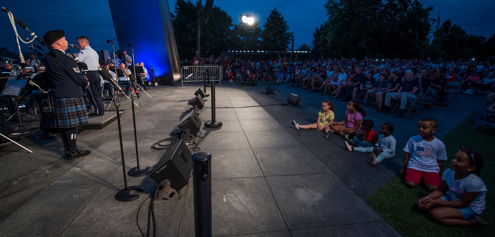 The United States Air Force Band performs at the Air Force Memorial on Independence Day 2017