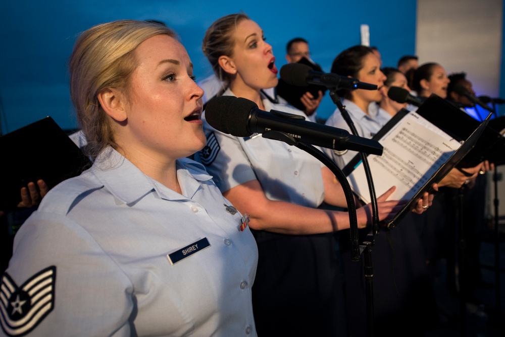 The United States Air Force Band performs at the Air Force Memorial on Independence Day 2017