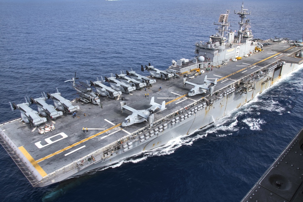 USS Bonhomme Richard (LHD 6) ESG and Australian Royal Navy aerial
