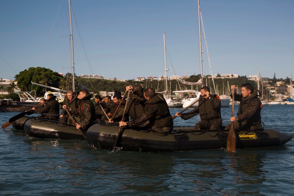 Marines, Sailors with 3rd Battalion, 4th Marine Regiment participate in French Nautical Commando Course during exercise Koa Moana 17