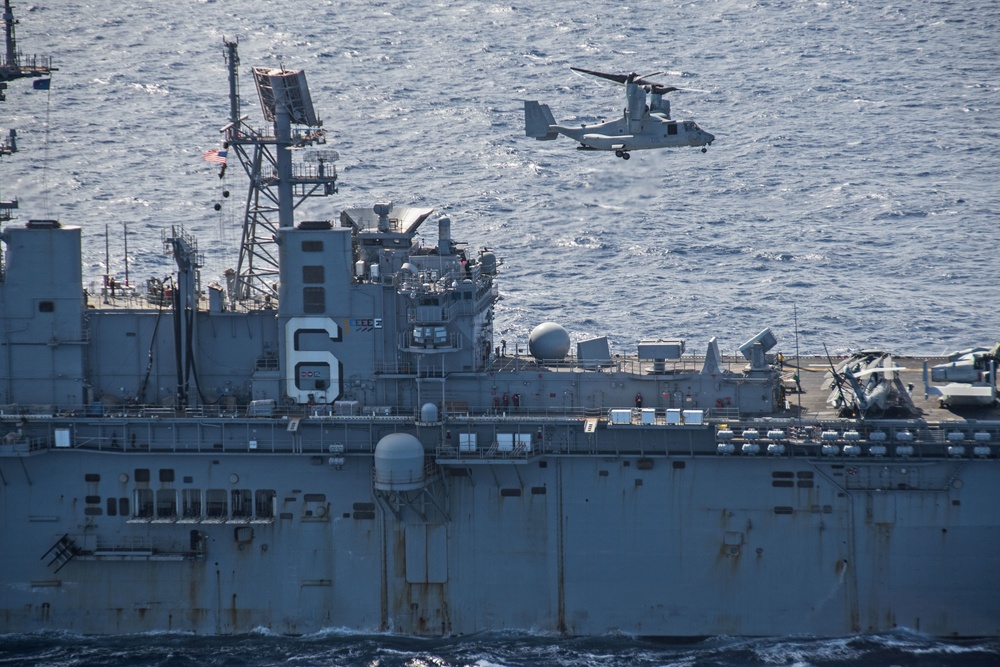 USS Bonhomme Richard aerial photography, RAS