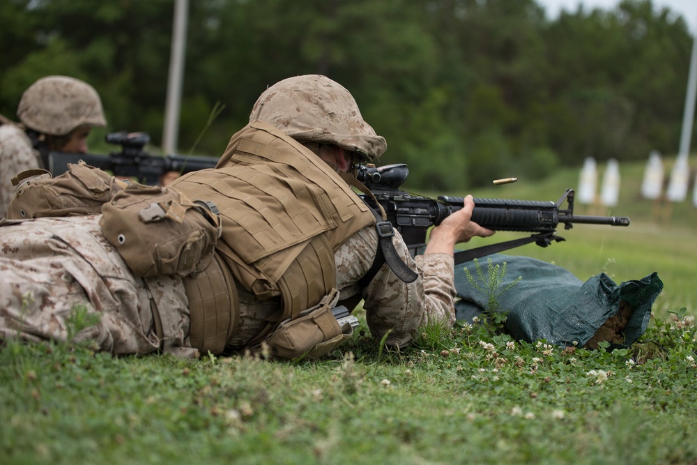 Marine recruits practice combat marksmanship on Parris Island
