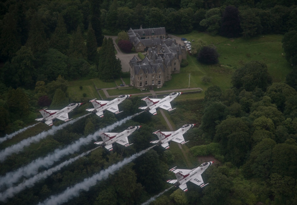 Thunderbirds take to the skies of England, Scotland in preparation for the Royal International Air Tattoo