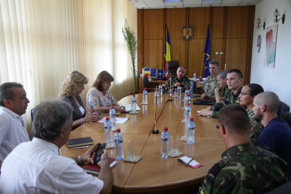 U.S. Army Reserve civil affairs soldiers meet with Romanian civil authorities