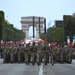 French and U.S. service members rehearse for the Military Parade on Bastille Day