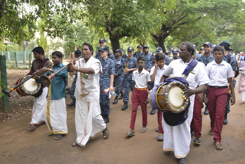 Malabar 2017: Nimitz CSG Sailors Interact With Indian Locals