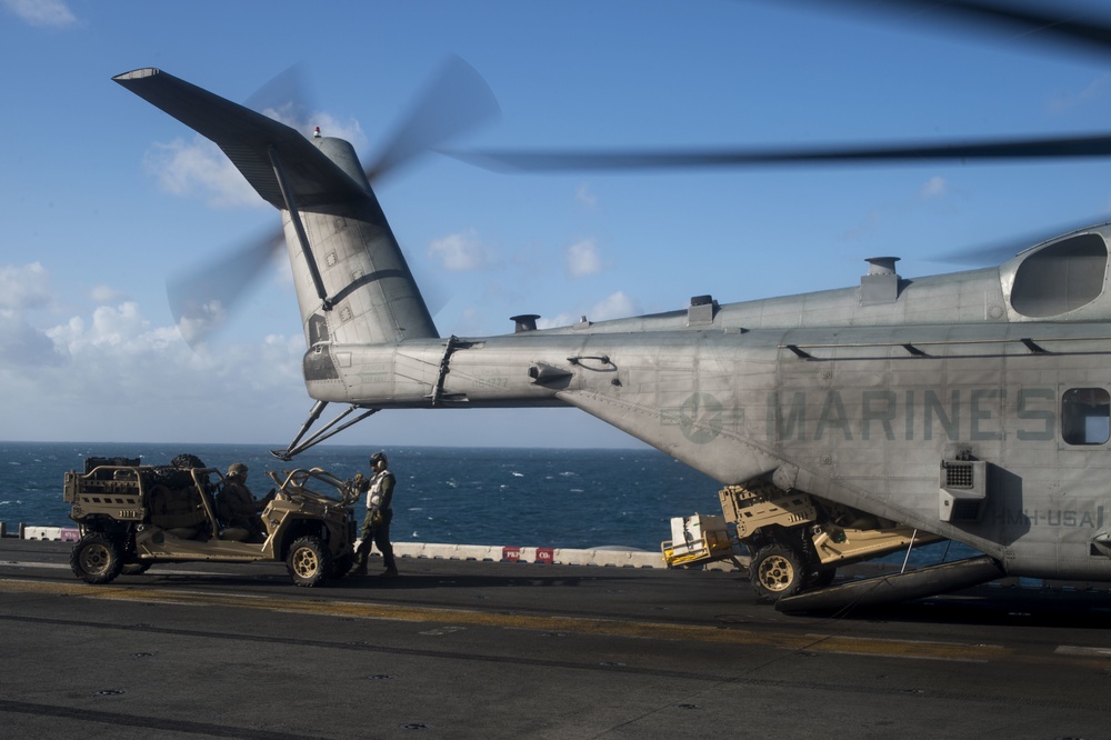 MRZR loaded onto CH-53E aboard USS Bonhomme Richard