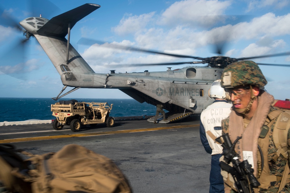 MRZR loaded onto CH-53E aboard USS Bonhomme Richard