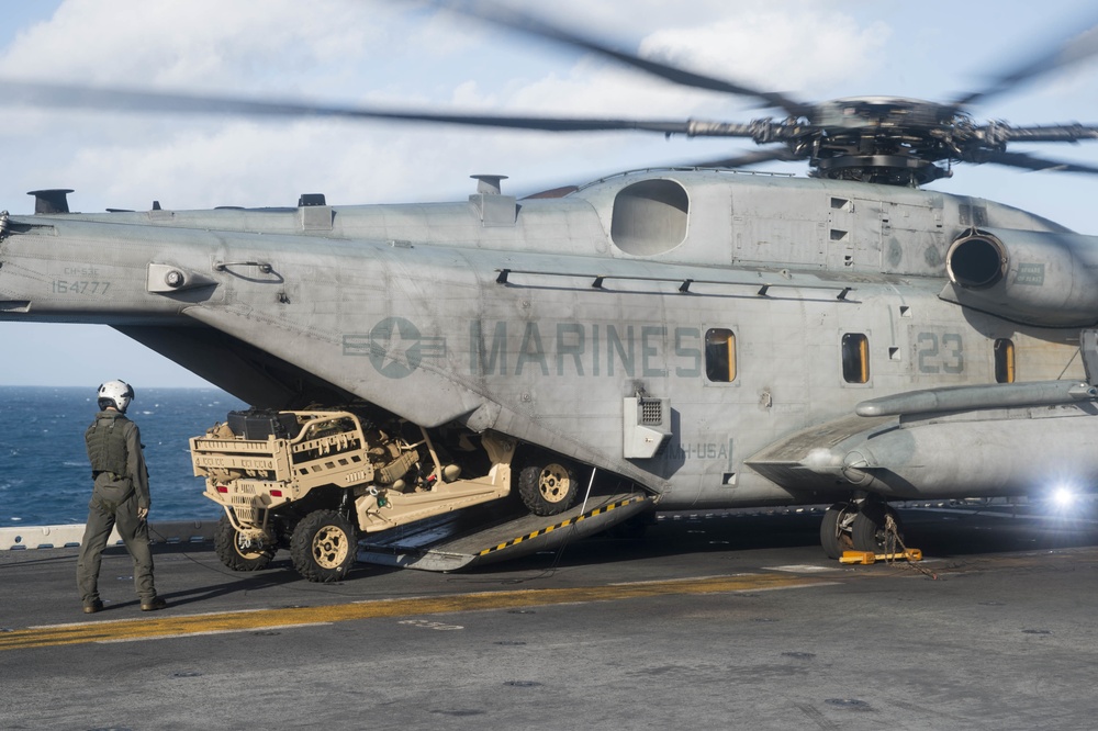 MRZR loaded onto CH-53E aboard USS Bonhomme Richard