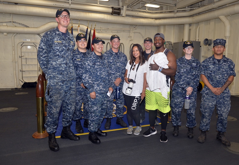 Carolina Panthers Jonathan Stewart Tours USS John P. Murtha