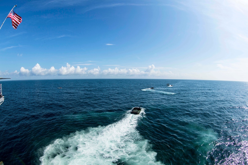 AAVs depart USS Iwo Jima during amphibious operations