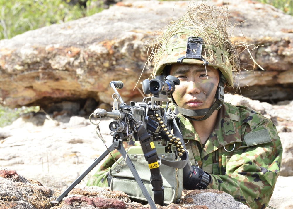 Japanese soldier pulls security