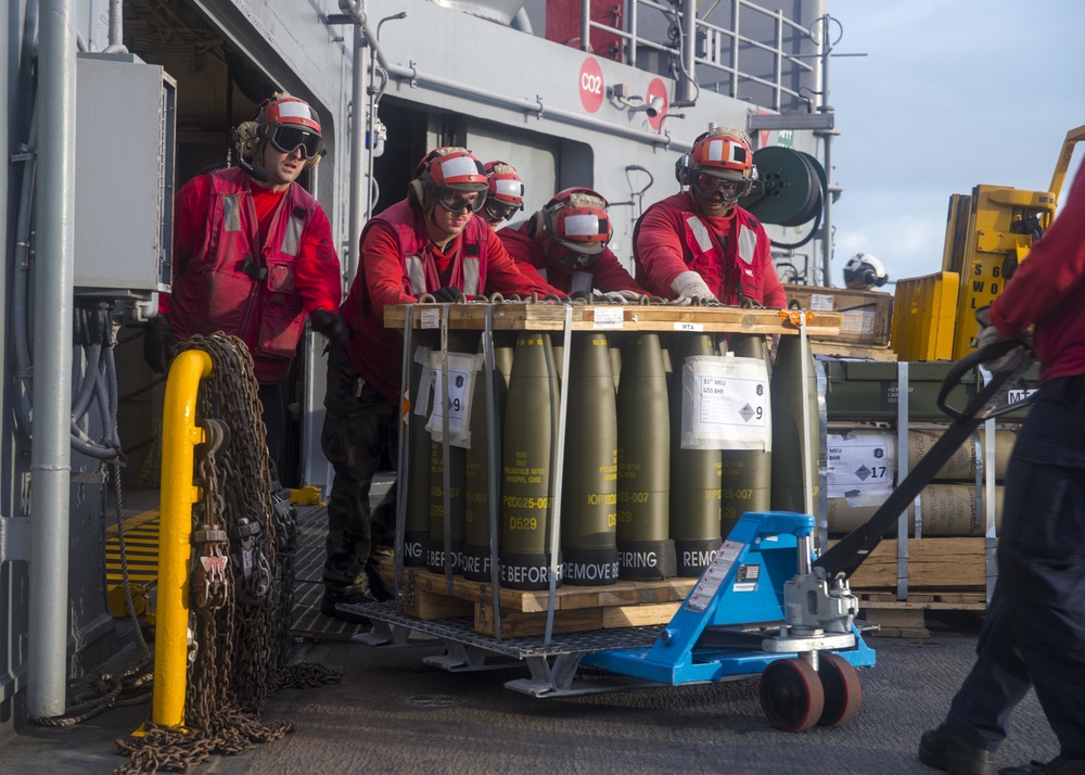 Bonhomme Richard and 31st MEU Ordnance Offload ISO TS17