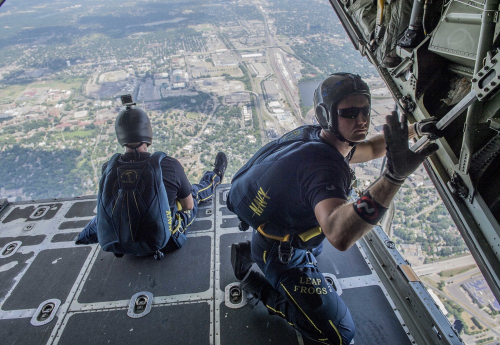 The Leap Frogs Jump From a C-130 During Minneapolis Summer X Games