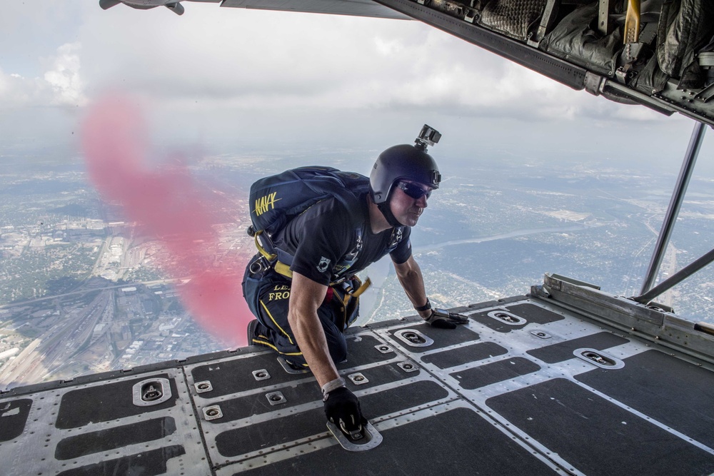 The Leap Frogs Jump From a C-130 During Minneapolis Summer X Games