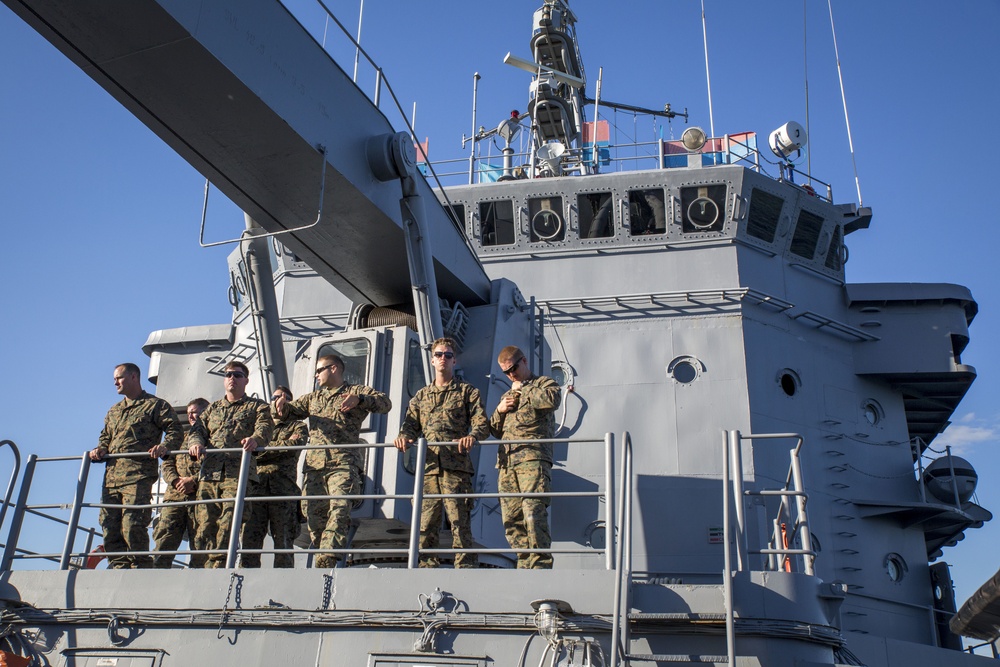 Marines board TCG Karamurselbey during Sea Breeze 17