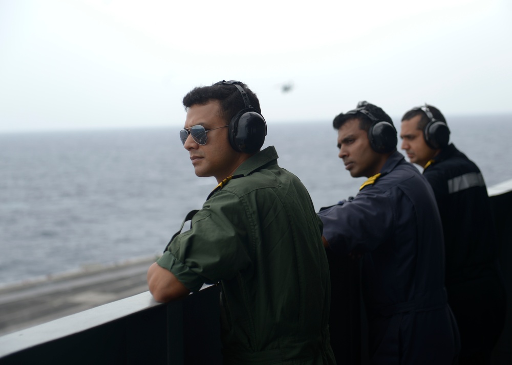 Indian Sailors Observe Flight Ops Aboard Nimitz