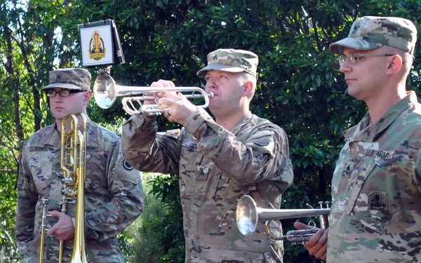 Playing Rouse while the Australian Colors are flown