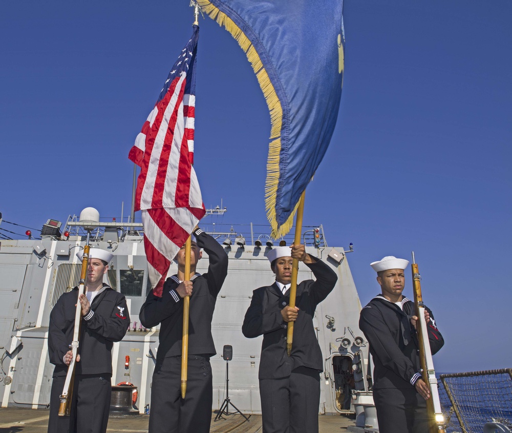 Truxtun, part of the George H.W. Bush Carrier Strike Group (GHWBCSG), is conducting naval operations in the U.S. 6th Fleet area operations in support of U.S. national security interests in Europe and Africa.