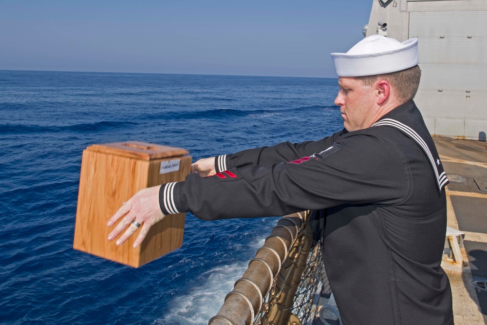 Truxtun, part of the George H.W. Bush Carrier Strike Group (GHWBCSG), is conducting naval operations in the U.S. 6th Fleet area operations in support of U.S. national security interests in Europe and Africa.