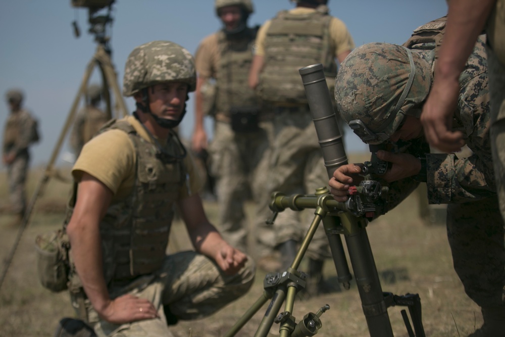 Marines train mortars and UAVs with Ukrainians during Sea Breeze 17