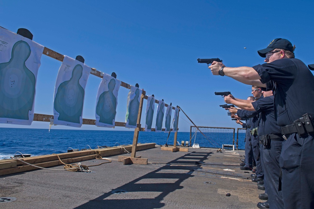 Truxtun, part of the George H.W. Bush Carrier Strike Group (GHWBCSG), is conducting naval operations in the U.S. 6th Fleet area operations in support of U.S. national security interests in Europe and Africa.