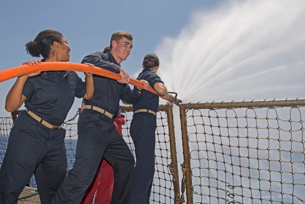 Truxtun, part of the George H.W. Bush Carrier Strike Group (GHWBCSG), is conducting naval operations in the U.S. 6th Fleet area operations in support of U.S. national security interests in Europe and Africa.