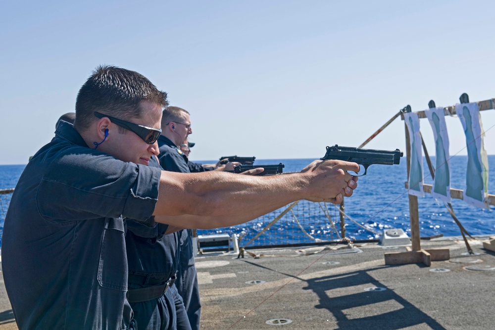 Truxtun, part of the George H.W. Bush Carrier Strike Group (GHWBCSG), is conducting naval operations in the U.S. 6th Fleet area operations in support of U.S. national security interests in Europe and Africa.