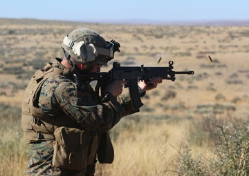 U.S. Marines and Members of the South African Maritime Reaction Squadron swap weapons during Exercise Shared Accord