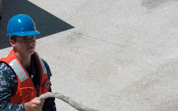 Sailors Cast off Lines as USNS Spearhead (T-EPF 1) departs NAS Key West For SPS 17
