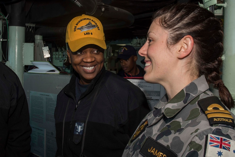 Royal Australian Navy Commodore Tours USS Bonhomme Richard (LHD 6)