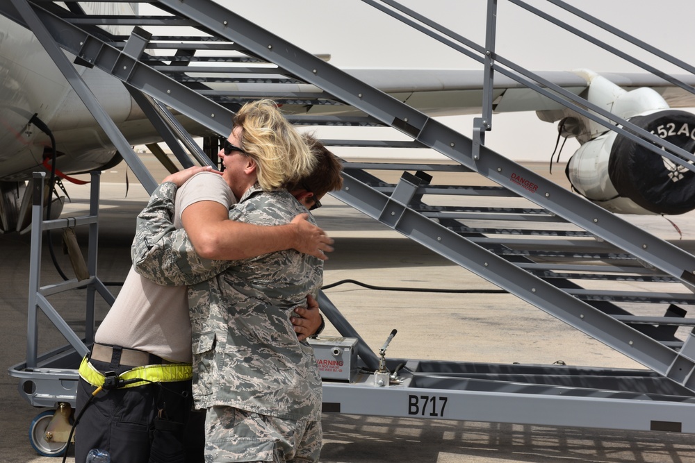 Family values: Mother and son reunite while deployed