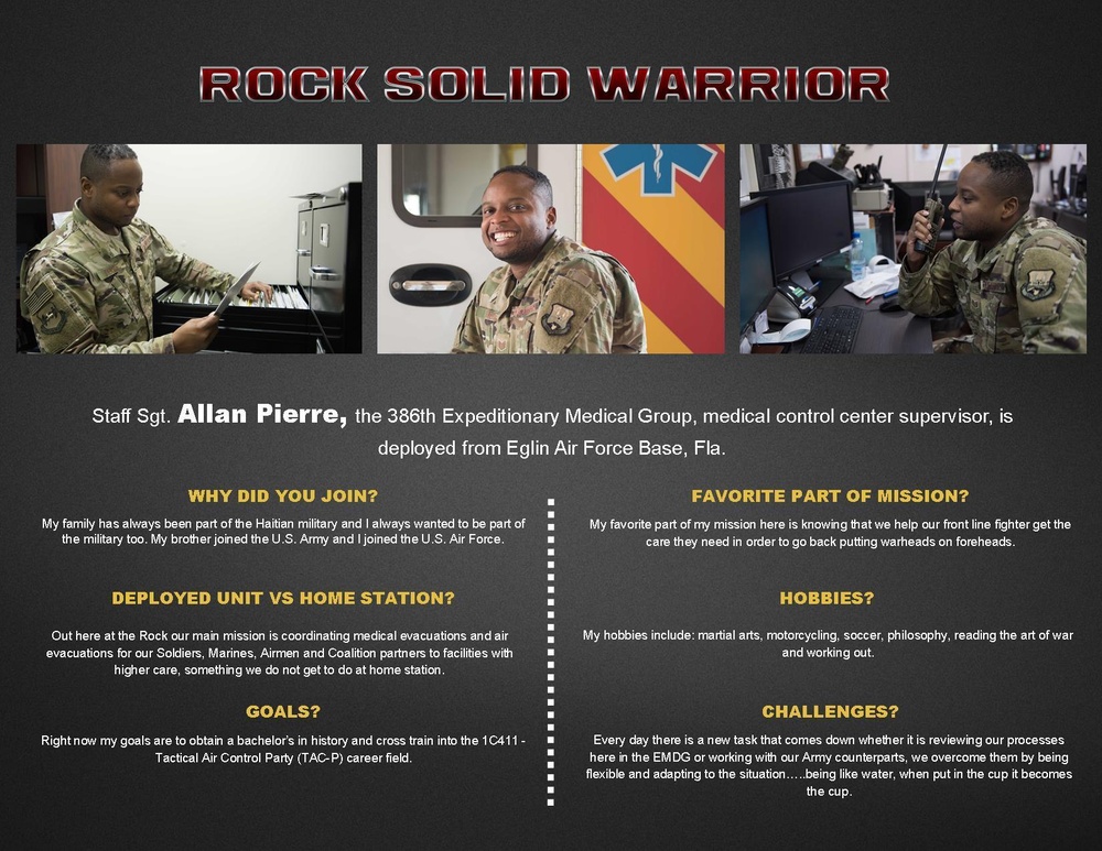 ROCK SOLID WARRIOR: Staff Sgt. Allan Pierre