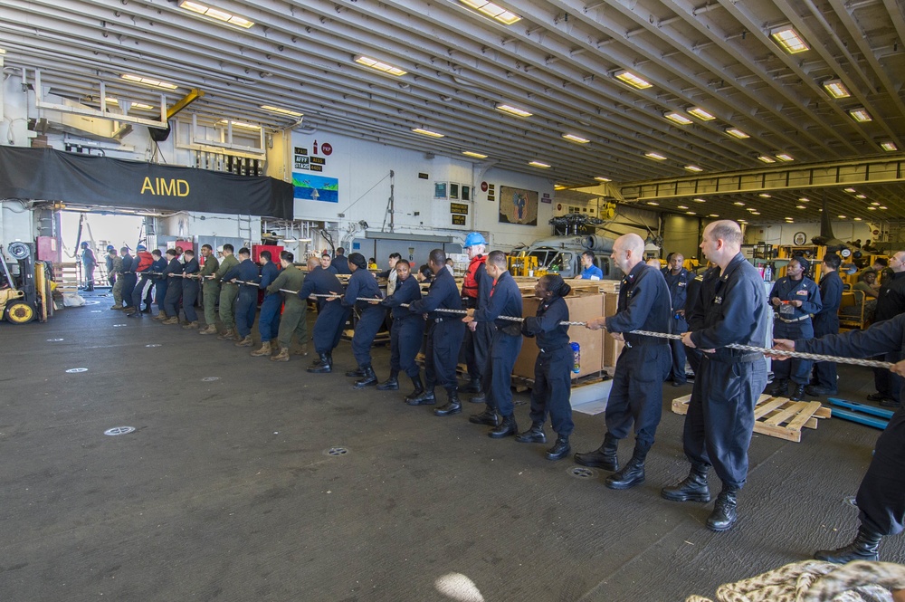 USS Bonhomme Richard Conducts Replenishment-At-Sea