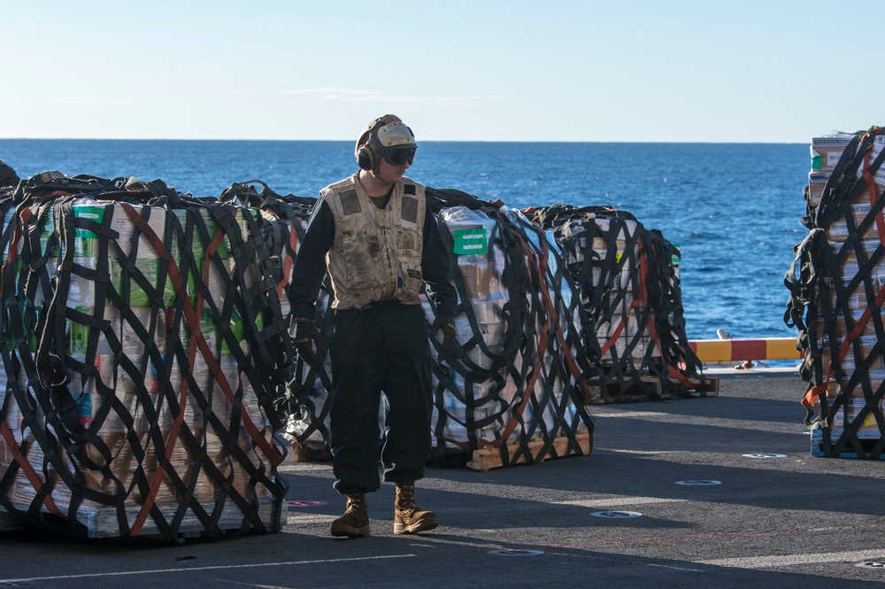 USS Bonhomme Richard Conducts Replenishment-At-Sea