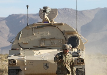 1st Battalion, 144th Field Artillery Regiment fires from Paladin