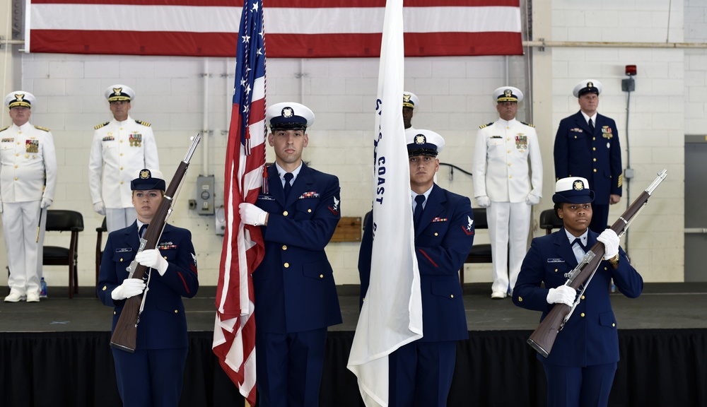Color Guard presents the colors at Coast Guard Change of Command Ceremony