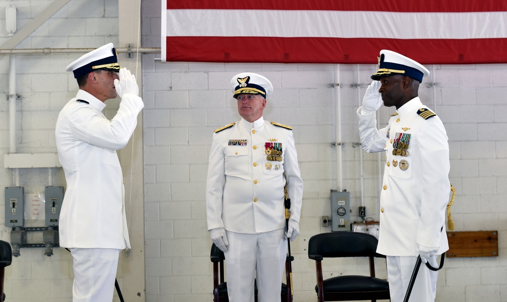 Commanders pass the watch at Coast Guard Air Station Miami Change of Command Ceremony