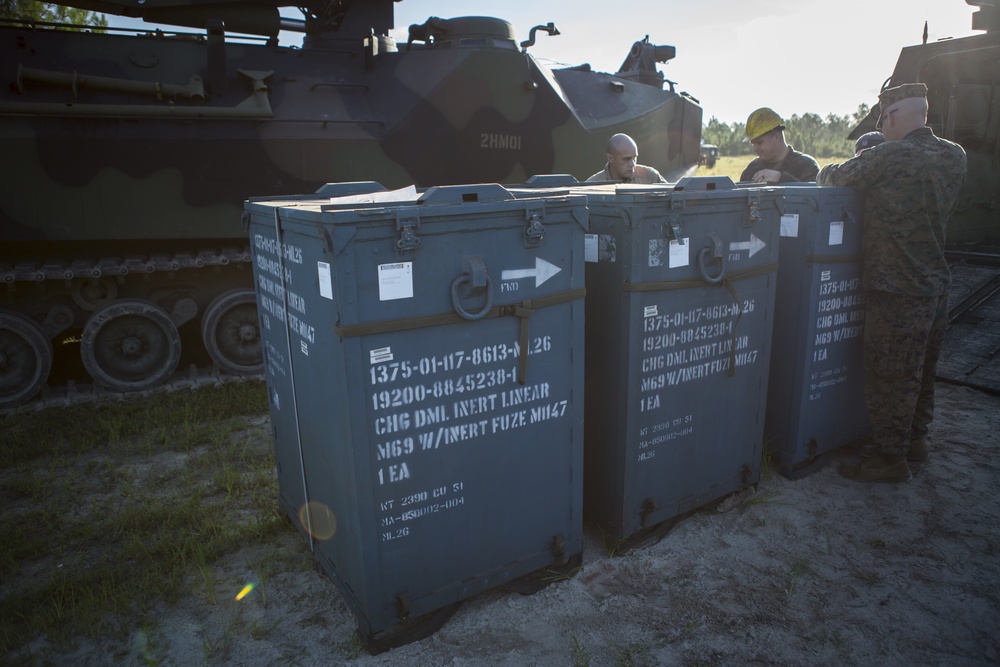 2nd Assault Amphibian Battalion fire Mine Clearing Line Charges (MICLIC)