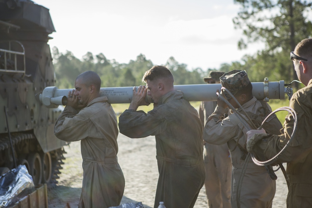 2nd Assault Amphibian Battalion fire Mine Clearing Line Charges (MICLIC)