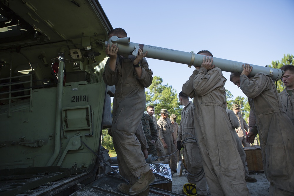 2nd Assault Amphibian Battalion fire Mine Clearing Line Charges (MICLIC)