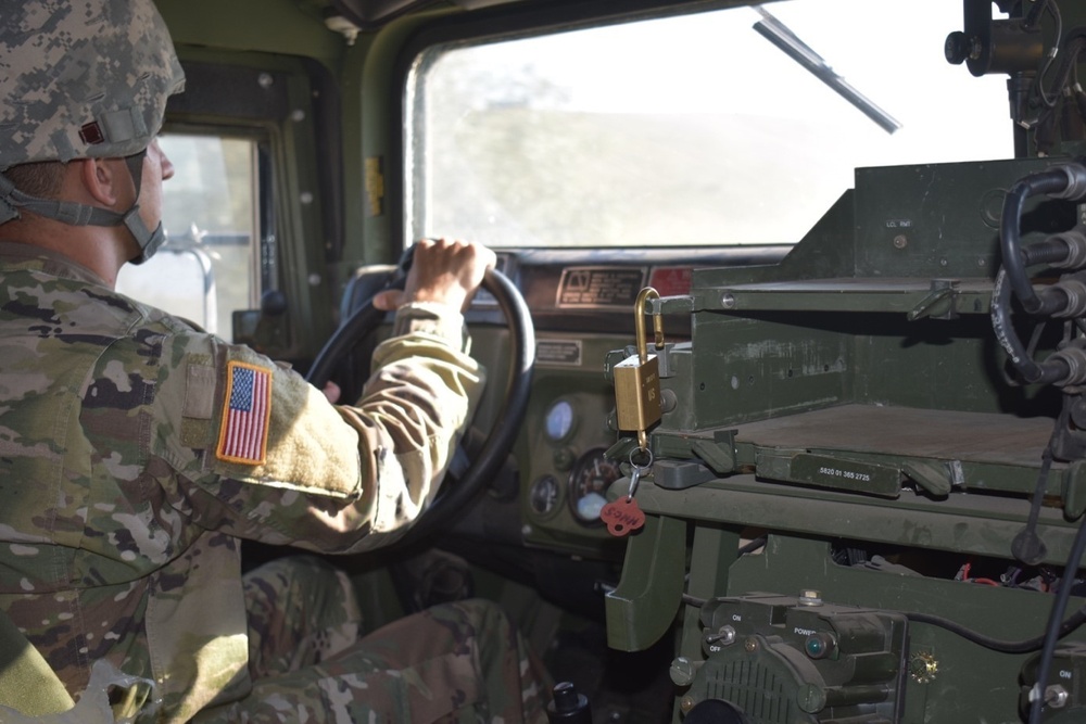 Spc. Vincent drives at the Joint National Training Center