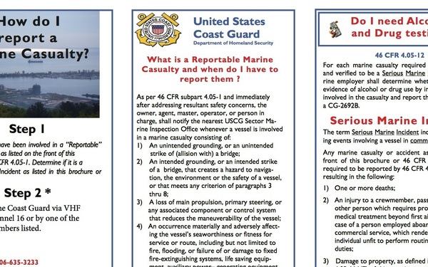 Reportable Marine Casualty Brochure PG 1