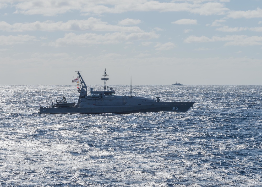 U.S., Australian and New Zealand Navy 19-ship formation for Talisman Saber 2017