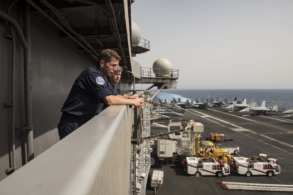 GHWB is the flagship of Carrier Strike Group (CSG) 2, which is comprised of the staff of CSG-2, GHWB, the nine squadrons and staff of Carrier Air Wing (CVW) 8, Destroyer Squadron (DESRON) 22 staff and guided-missile destroyers USS Laboon (DDG 58) and US..